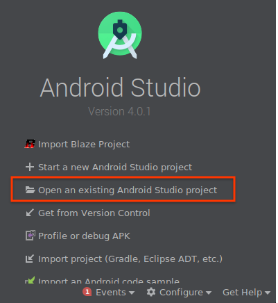 Open an existing Android Studio project
